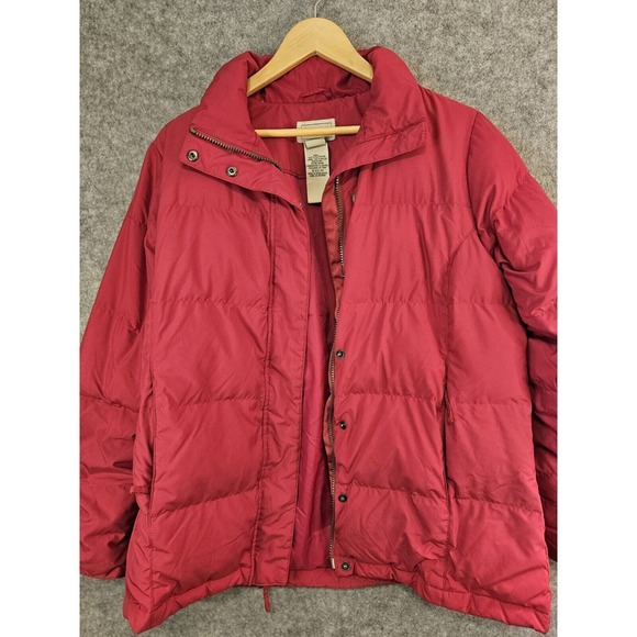 LL Bean Jacket Women's M Magenta Goose Down Puffer Coat Full Zip Ski Snowboard - Picture 1 of 11